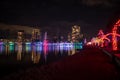 A view of CoquitlamÃ¢â¬â¢s Christmas Lights at Lafarge lake. Royalty Free Stock Photo